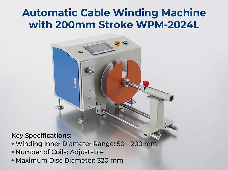 Automatische Kabelwikkelmachine met Ordening 50-200mm WPM-2024L