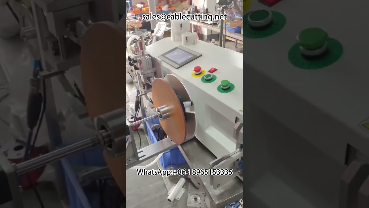 Geautomatiseerde machine voor snijden, oprollen en binden van draad, kabel en slang op maat