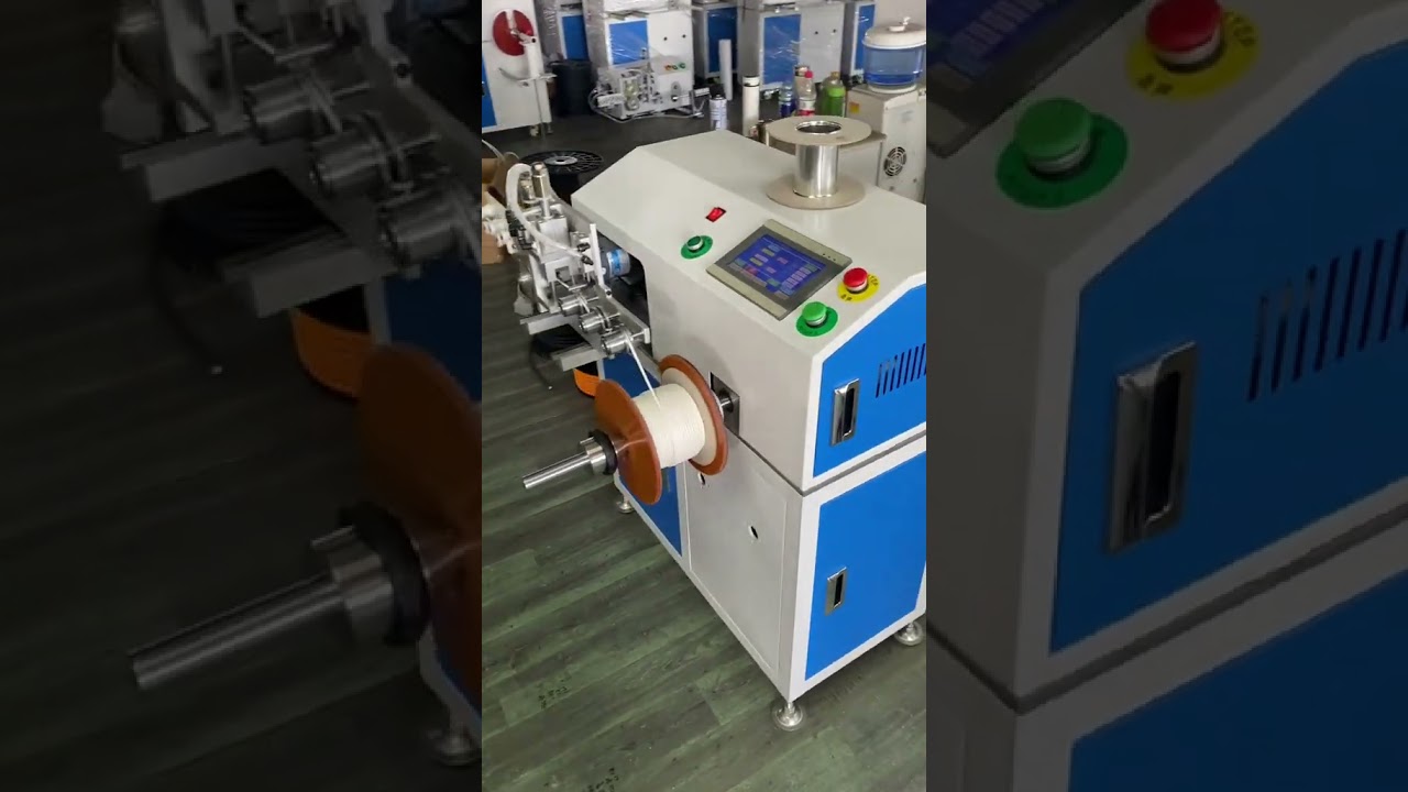 Nauwkeurig meten en netjes oprollen van elektrische draad op bobbins #fabriek #machine