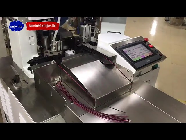 Volledig automatische machine voor draadsnijden, strippen en dubbelzijdig krimpen
